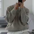 Herren Grobstrick Pullover - Langarm Reißverschluss