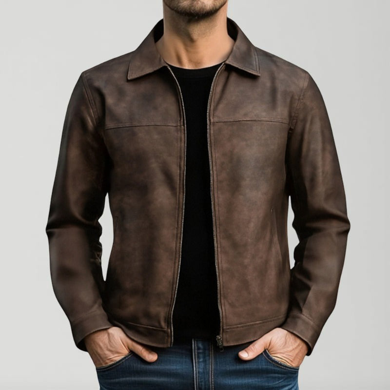 Herren Leder Übergangsjacke - Klassisch Leicht