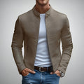 Herren Slim Fit Lederjacke mit Stehkragen - Strukturprägung