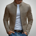 Herren Slim Fit Lederjacke mit Stehkragen - Strukturprägung