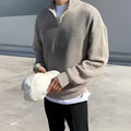 Herren Grobstrick Pullover - Half Zip Langarm