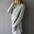 Damen Oversize Strickpullover Rollkragen – Lang Warm