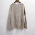 Damen Oversize Strickpullover - Lang V-Ausschnitt