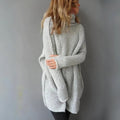 Damen Oversize Strickpullover Rollkragen – Lang Warm