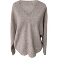 Damen Oversize Strickpullover - Lang V-Ausschnitt