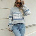 Damen Norweger Strickpullover – Warm Langarm Winterpulli