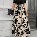 Damen Abendkleid Lang Elegant Blumenmuster Puffärmel - Maxi