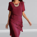 Damen Chiffon Cocktailkleid Schichten - Elegant Midi