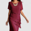 Damen Chiffon Cocktailkleid Schichten - Elegant Midi