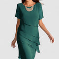 Damen Chiffon Cocktailkleid Schichten - Elegant Midi