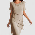 Damen Chiffon Cocktailkleid Schichten - Elegant Midi