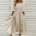 Damen Festliches Kleid Elegant Spitze Dreiviertelarm - Midi