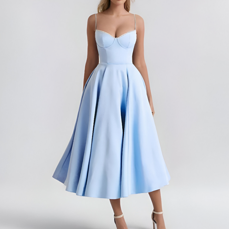 Damen Festliches Kleid Vintage Herzausschnitt Träger - Midi