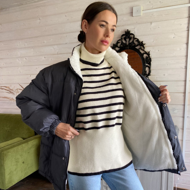 Damen Gefütterter Trenchcoat Winterjacke – Fleece Innen