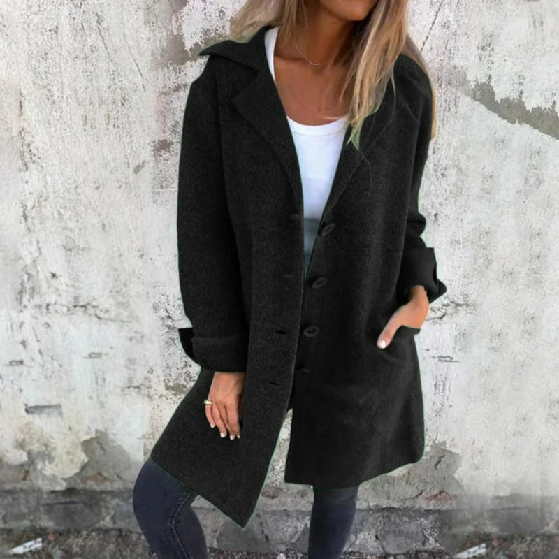 Damen Klassischer Langer Wollmantel - Elegant Warm