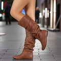 Damen Kniehohe Slouchy Stiefel - Flach Leder Komfort