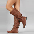 Damen Kniehohe Slouchy Stiefel - Flach Leder Komfort