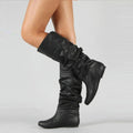 Damen Kniehohe Slouchy Stiefel - Flach Leder Komfort