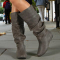 Damen Kniehohe Slouchy Stiefel - Flach Leder Komfort