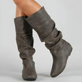 Damen Kniehohe Slouchy Stiefel - Flach Leder Komfort