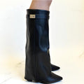 Damen Kniehohe Stiefel Blockabsatz - Elegant Veganleder