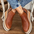 Damen Plateau Stiefeletten - Flach Reißverschluss