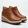 Damen Plateau Stiefeletten - Flach Reißverschluss
