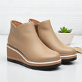 Damen Plateau Stiefeletten - Flach Reißverschluss