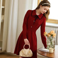 Damen Weihnachtskleid Langarm Strickkleid - Vintage Midi