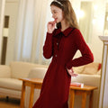 Damen Weihnachtskleid Langarm Strickkleid - Vintage Midi