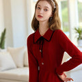Damen Weihnachtskleid Langarm Strickkleid - Vintage Midi