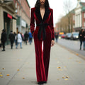Damen Weihnachtsoutfit Samt Hosenanzug - Zweiteilig