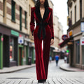 Damen Weihnachtsoutfit Samt Hosenanzug - Zweiteilig