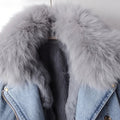 Damen Winter Jeansjacke Kunstpelzmantel – Kurz Warm Gefüttert