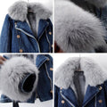 Damen Winter Jeansjacke Kunstpelzmantel – Kurz Warm Gefüttert