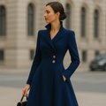 Damen Eleganter Trenchcoat Kleid – Tailliert Langarm