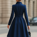 Damen Eleganter Trenchcoat Kleid – Tailliert Langarm