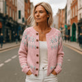 Damen gemusterte Winter Strickjacke - Knopfleiste Langarm