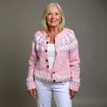 Damen gemusterte Winter Strickjacke - Knopfleiste Langarm