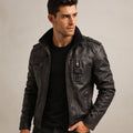Herren Motorrad Lederjacke – Vintage Übergangsjacke langarm