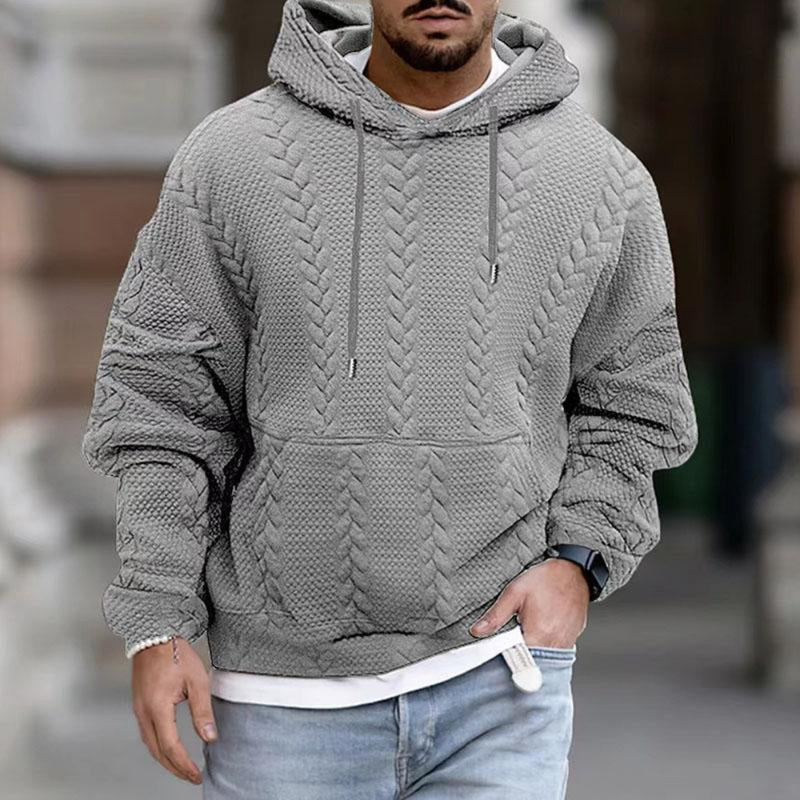 Herren Strick Hoodie Kapuze - Zopfmuster Pullover
