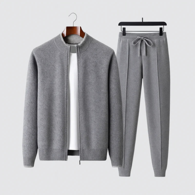 Herren Strick Jogginganzug Set Winter - Zip Strickjacke