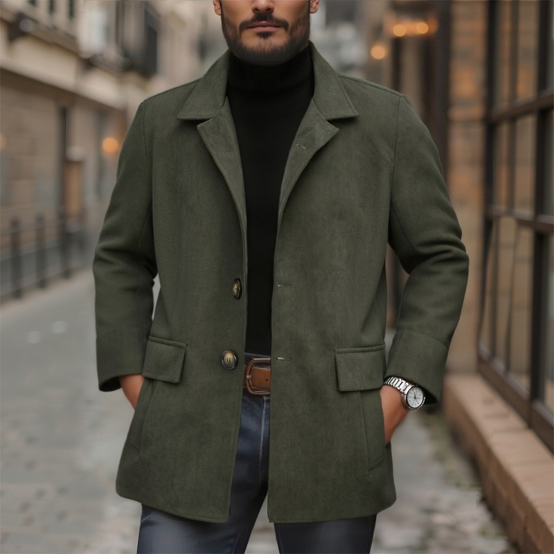 Herren Vintage Cord Wintermantel - Stehkragen Slim