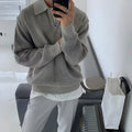 Herren Grobstrick Pullover - Langarm Reißverschluss