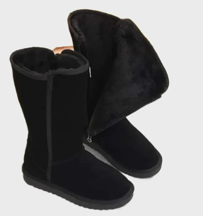 Warme wasserdichte Wildleder-Winterstiefel mit Schaffellfutter – Anna