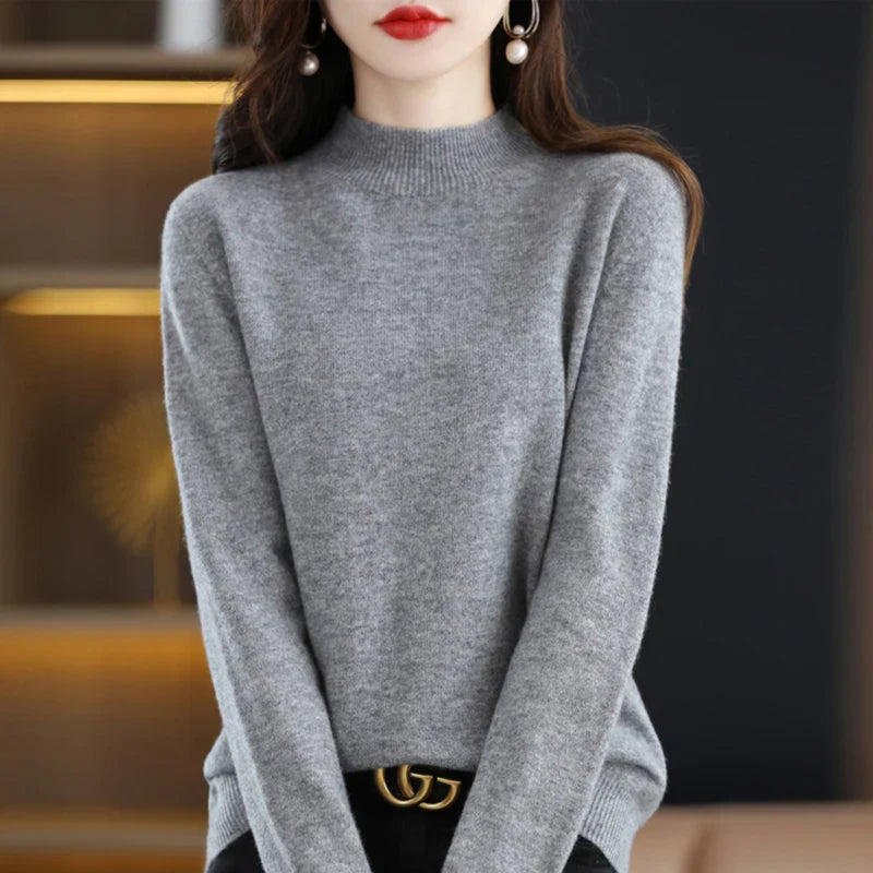 Damen Strickpullover Winter - Langarm Stehkragen