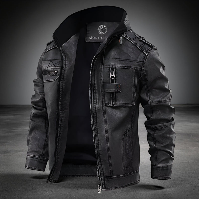 Herren Motorrad Lederjacke – Vintage Übergangsjacke langarm
