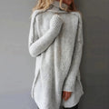 Damen Oversize Strickpullover Rollkragen – Lang Warm