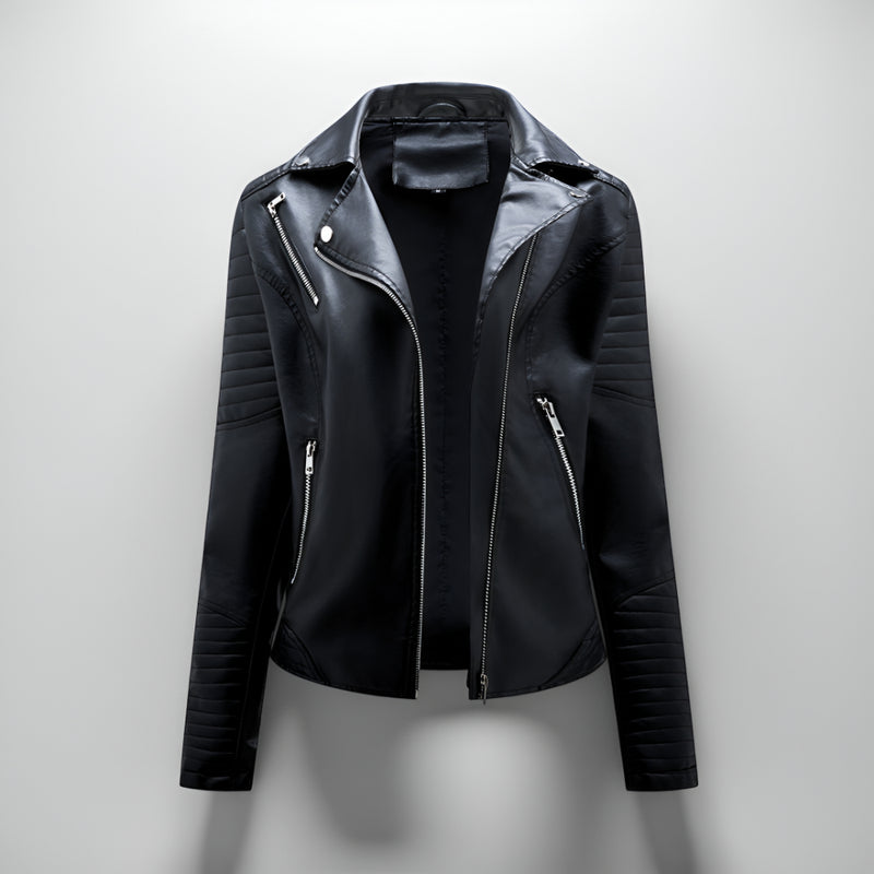 Damen Leder Übergangs Jacke - Leichte Bikerjacke