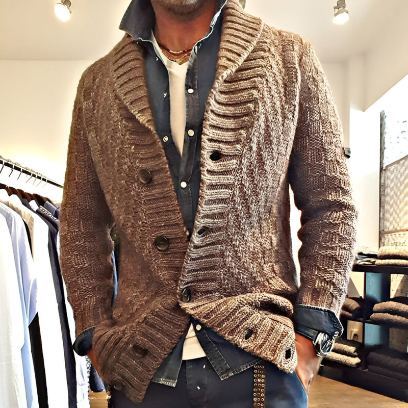 Herren Grobstrick Winter Strickjacke - Warm Langarm